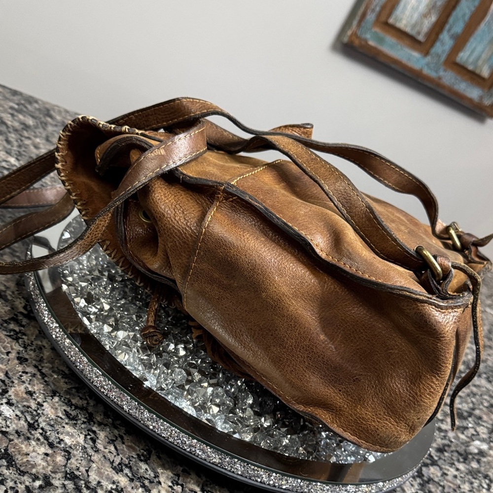 Patricia Nash Jovanna Tan Leather Rustic western Backpack with Tassel - Picture 9 of 16
